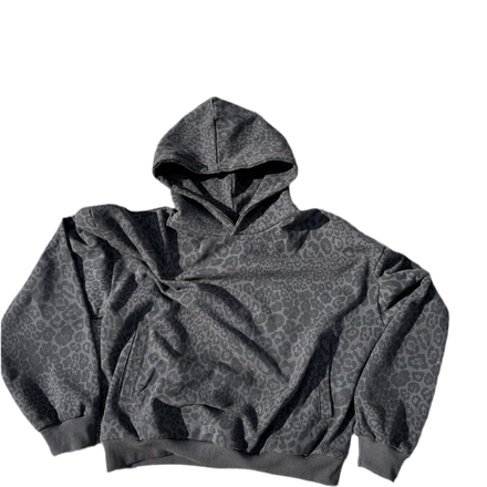 BLACK LEOPARD PRINT HOODIE
